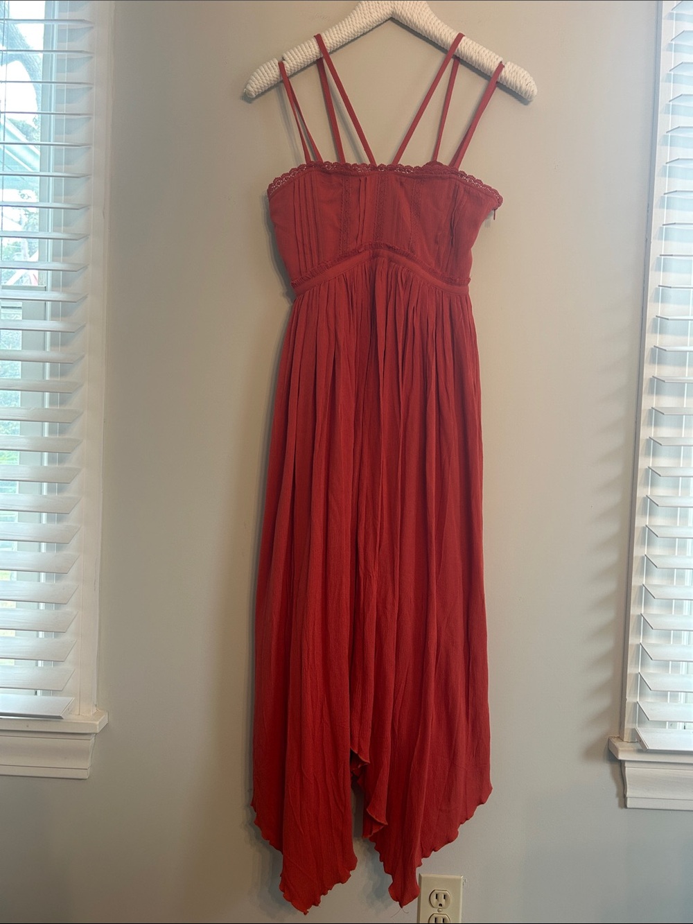 Joyfolie mia JOY Miley Dress in Persimmon w/ Asymmetrical Hem &Double Straps